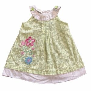 Green Floral Embroidered Kids Casual Dress